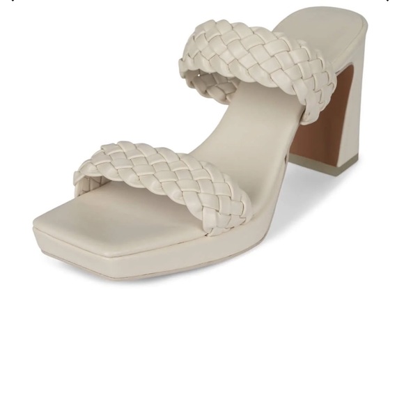 Jeffrey Campbell White Square front braided Delicacy block heels size 8 - Picture 5 of 10